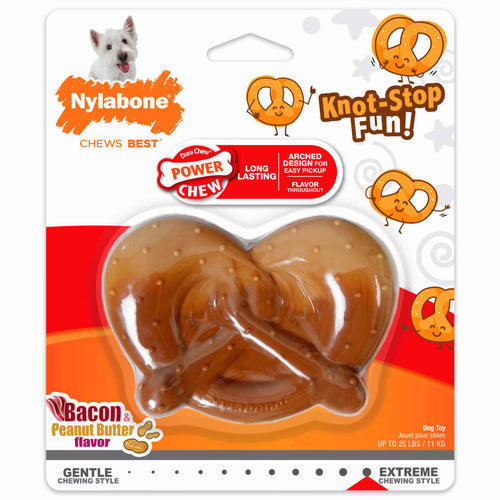 Nylabone Power Chew Pretzel Dog Toy Bacon & Peanut Butter