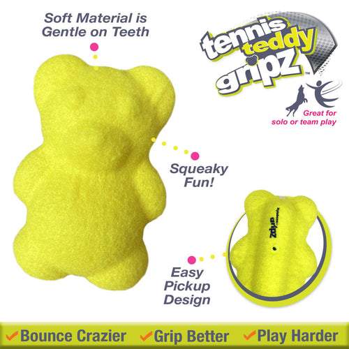 Nylabone Power Play Tennis Teddy Gripz Bear Dog Toy