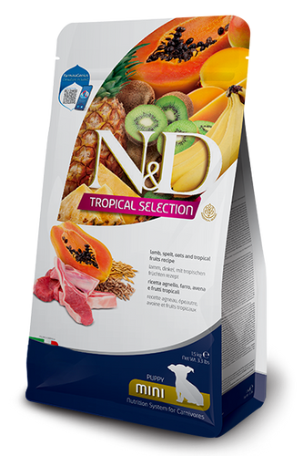 Farmina N&D Tropical Selection Canine Lamb, Spelt, Oats and Tropical Fruits Puppy Mini Dog Food