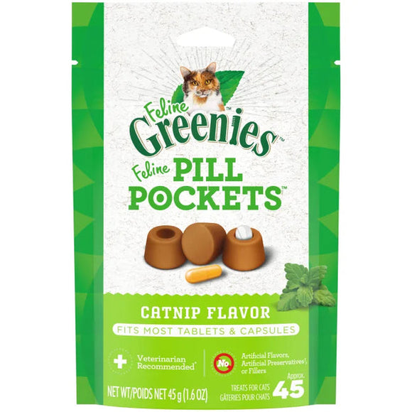 FELINE GREENIES PILL POCKETS Natural Cat Treats, Catnip Flavor