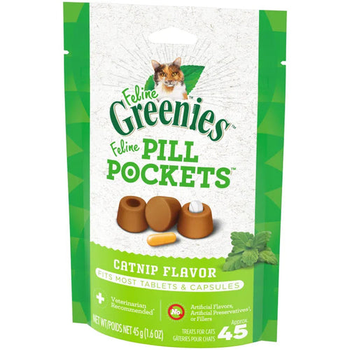 FELINE GREENIES PILL POCKETS Natural Cat Treats, Catnip Flavor