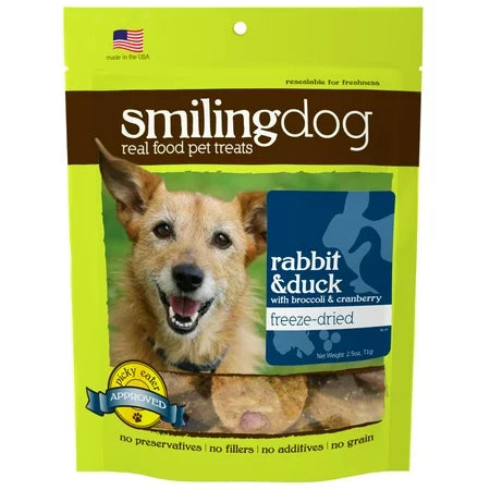 Herbsmith Smiling Dog Treats Freeze Dried Rabbit and Duck Recipe