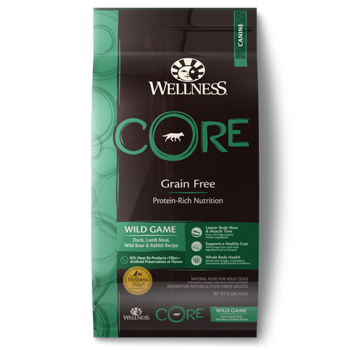 Wellness CORE Grain Free Natural Wild Game Duck, Turkey, Wild Boar and Rabbit Recipe Dry Dog Food