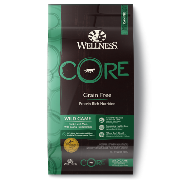 Wellness CORE Grain Free Natural Wild Game Duck, Turkey, Wild Boar and Rabbit Recipe Dry Dog Food