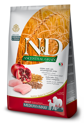 Farmina N&D Ancestral Grain Canine Chicken & Pomegranate Medium & Maxi Adult Food