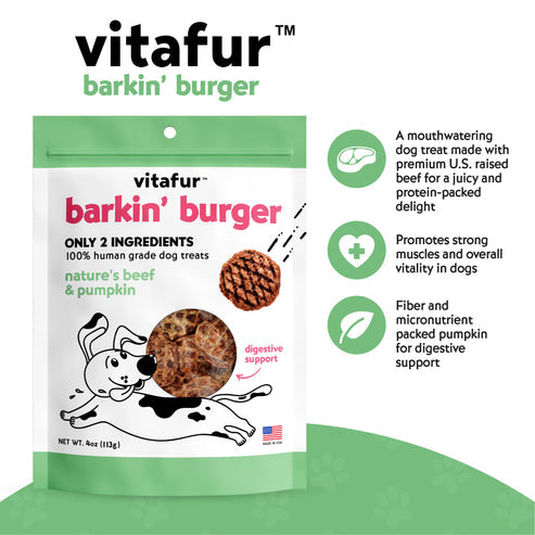 Vitafur Barkin' Burger Nature's Beef & Pumpkin Dog Treats