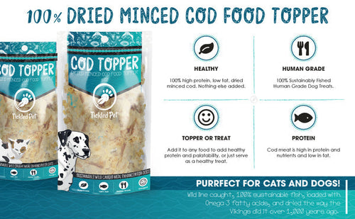 Tickled Pet Dried Minced Cod Food Topper for Dogs