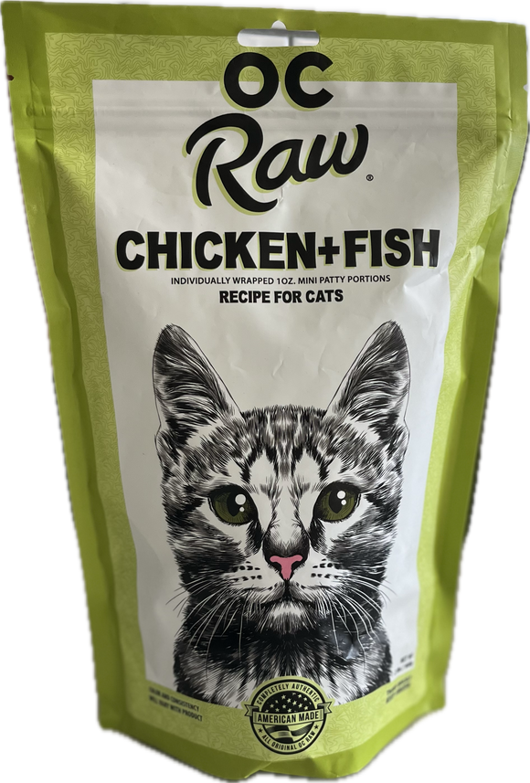 OC Raw Feline Frozen Chicken & Fish Recipe for Cats (2 LB)