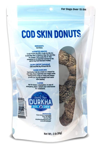 Durkha Cod Skin Donuts Dog Treats