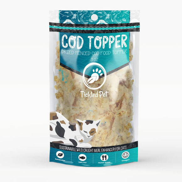 Tickled Pet Dried Minced Cod Food Topper for Cats