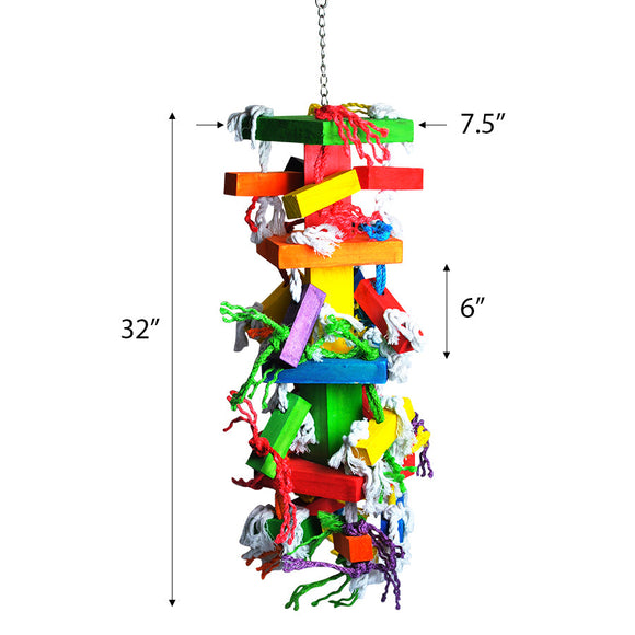 A&E Cage Company Deluxe Preener and Mega Blocks Bird Toy