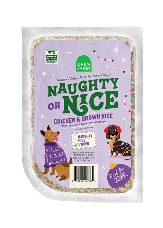 Open Farm Naughty or Nice Chicken & Brown Rice Gently Cooked Recipe Frozen Dog Food