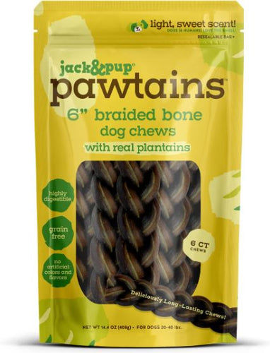 Jack&Pup Pawtains 6 Braided Bone Dog Chews (14.4 oz - 6 ct)