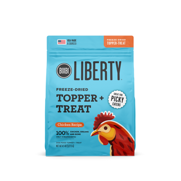 BIXBI Pet Liberty® Freeze-Dried Topper + Treat for Dogs – Chicken Recipe