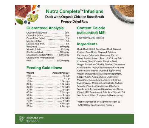 Ultimate Pet Nutrition Nutra Complete™ Infusions Duck With Organic Chicken Bone Broth Recipe Freeze-Dried Raw Adult Dog Food