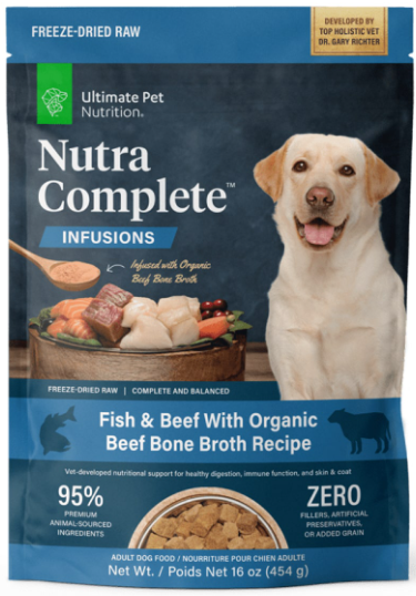 Ultimate Pet Nutrition Nutra Complete™ Infusions Fish & Beef With Organic Beef Bone Broth RecipeFreeze-Dried Raw Adult Dog Food