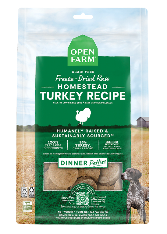 Open Farm Homestead Turkey Freeze Dried Raw Patties for Dogs