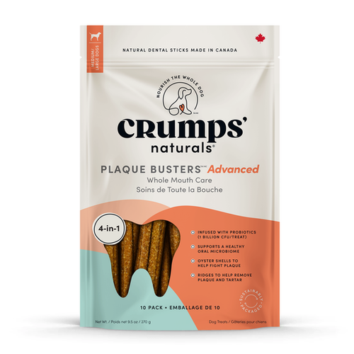 Crumps Naturals Plaque Busters Advanced Whole Mouth Dental Sticks Dog Treats