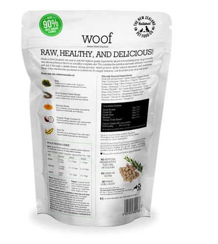 The New Zealand Natural Pet Food Woof Freeze Dried Food Duck Recipe for Dogs