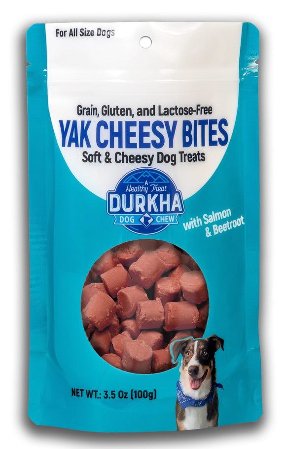 Durkha Yak Cheesy Bites with Salmon and Beetroot Dog Treats (3.5 oz)