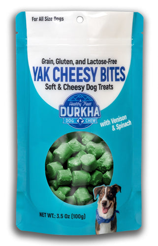 Durkha Yak Cheesy Bites with Venison and Spinach Dog Treats