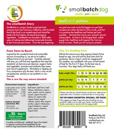 Smallbatch Beefbatch Frozen Dog Food