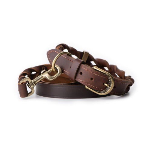 MyFamily Brown Ascot Dog Collar in Leather