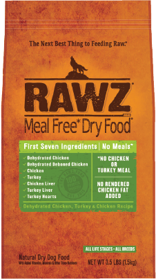 Rawz Dehydrated Chicken, Turkey & Chicken Recipe Meal Free Dry Dog Food (3.5-lb)