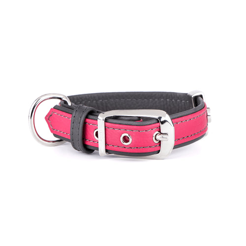 MyFamily Fuchsia Firenze Collar in Genuine Leather Dog Collar