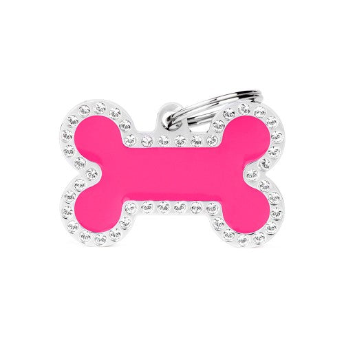 MyFamily Glam Big Fuchsia Bone Strass ID Tag