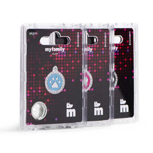 MyFamily Glam Fuchsia Paw ID Tag with Rhinestones