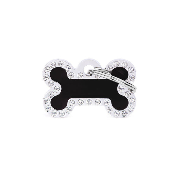 MyFamily Glam Small Black Bone Strass ID Tag