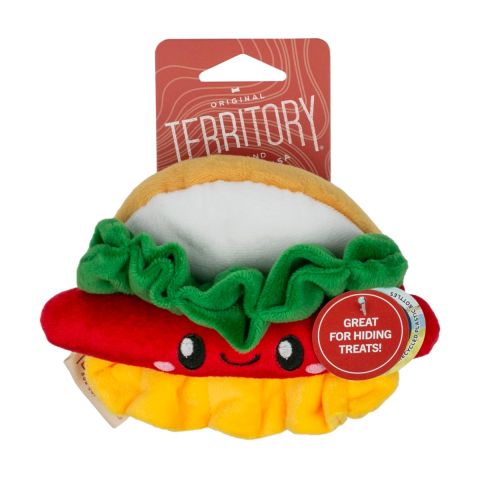 Territory Hot Dog Hide-And-Treat Plush Dog Toy