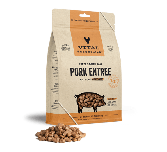 Vital Essentials Freeze-Dried Raw Pork Entree Mini Nibs Cat Food (8 oz)