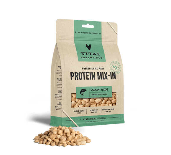 Vital Essentials Freeze Dried Raw Protein Mix-In Salmon Recipe Mini Nibs Topper for Dogs