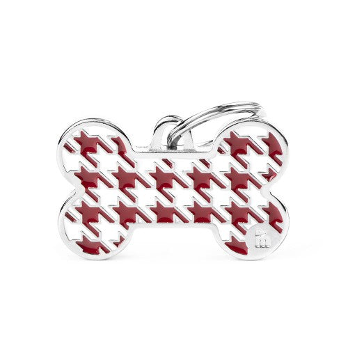 MyFamily Style Pied de Poule Big Red Bone ID Tag