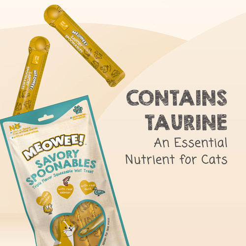 Meowee! Savory Spoonables with Chicken, Salmon + Duck Wet Treats for Cats