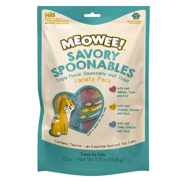 Meowee! Savory Spoonables Variety Pack Wet Treats for Cats (5.9 oz - 12 ct)