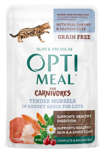 Optimeal® Tender Morsels With Real Shrimp & Salmon Cuts In Savory Sauce For Adult Cats (3 oz)