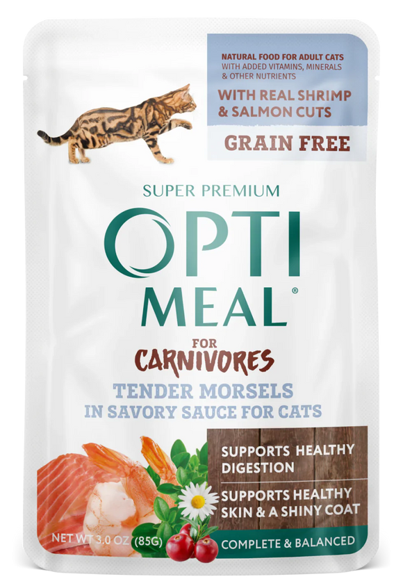 Optimeal® Tender Morsels With Real Shrimp & Salmon Cuts In Savory Sauce For Adult Cats (3 oz)