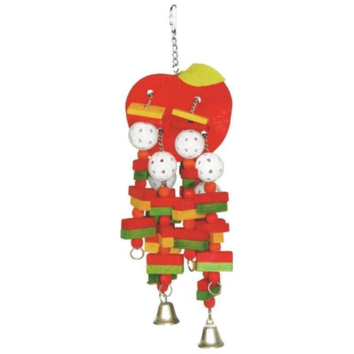 HAPPY BEAKS WOODEN APPLE BIRD TOY